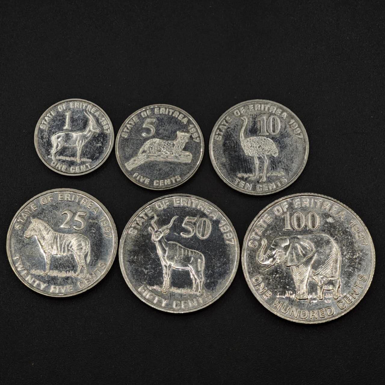 【淘币小摊】实时拍第八百一十八拍   散币小银币场   满百包邮可预留二周 每周一统一发货   厄立特里亚1991年6枚套