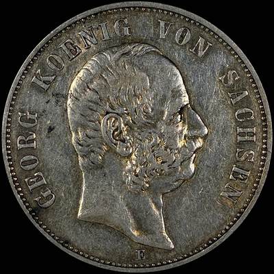 【雨安】【直播拍卖】【世界币章118期-裸币】2025-12-05 周五 19:30 保真 - [裸币德国] Germany 德国 帝国 萨克森 5马克 格奥尔格 1904年