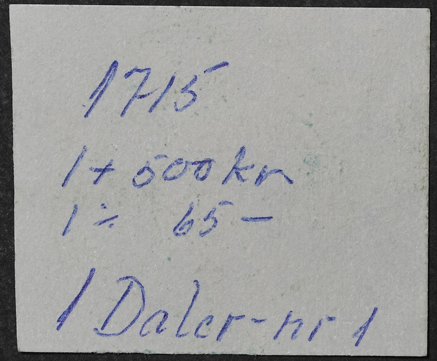 修遠堂世界钱币第九十六期 1715年瑞典紧急时期1 DALER 带藏家手写标签 3.42g