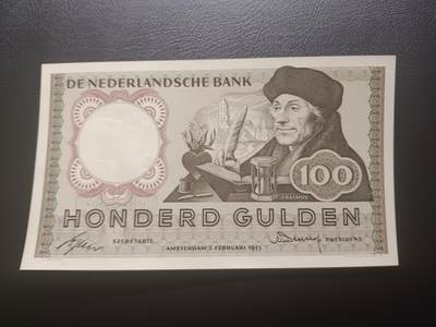 2025十二月第一期，总206期 - 荷兰1953版100盾AUNC，哲学家伊拉斯谟