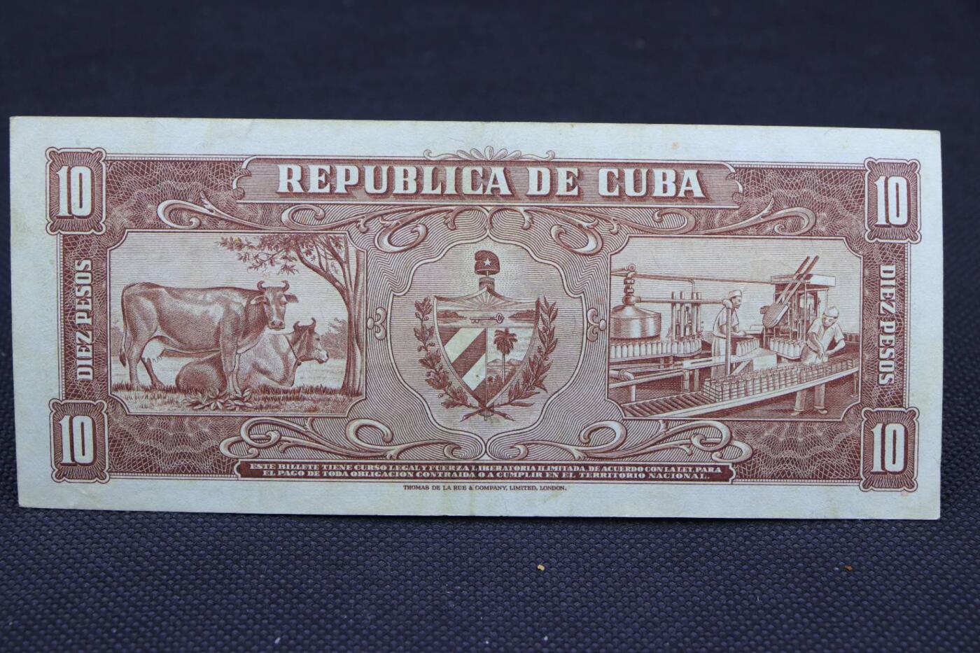 【淘币小摊】限时拍第八百二十一拍  纸币场  满百包邮可预留两周  周一统一发货    古巴1960年10比索纸币【有折】