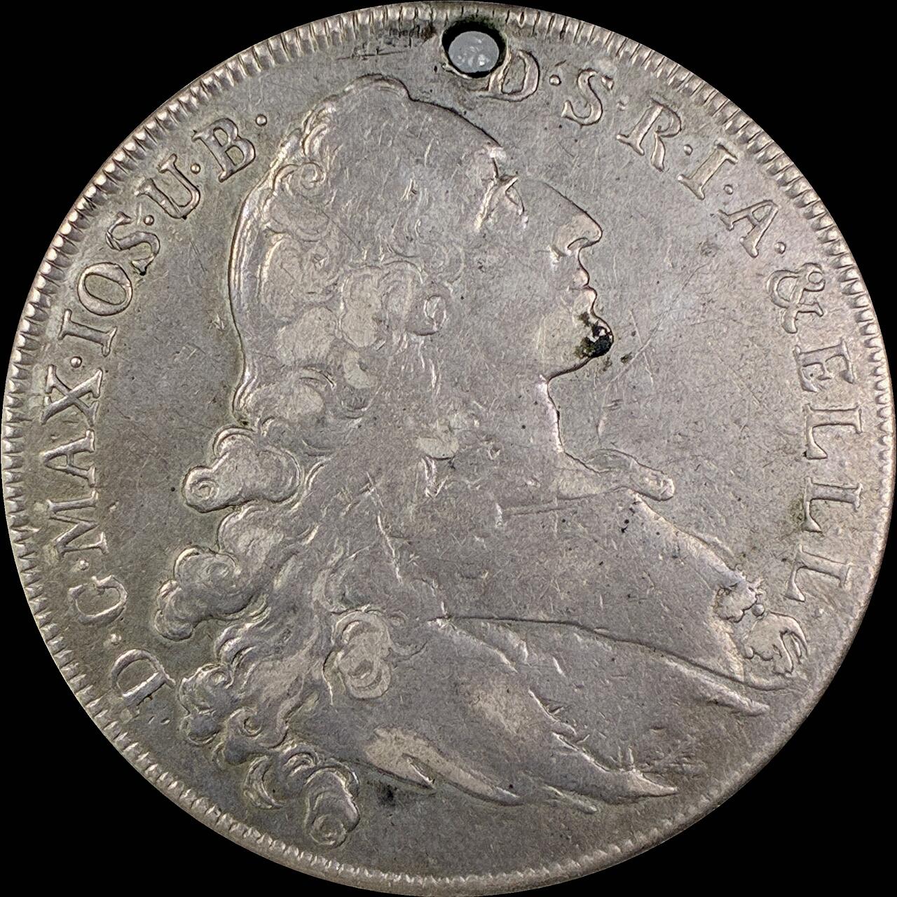 【雨安】【直播拍卖】【世界币章118期-裸币】2025-12-05 周五 19:30 保真 [裸币德国] Germany 德国 德意志 1泰勒 Bavaria巴伐利亚 KM#0519 马克西米利安三世·约瑟夫.圣母抱婴 1765年