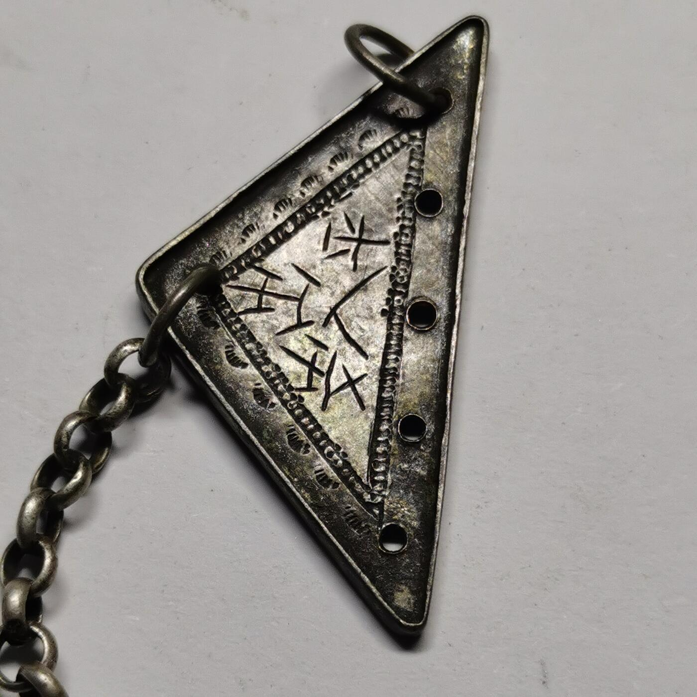 杂件专场86期 清代老银出入平安符吊坠