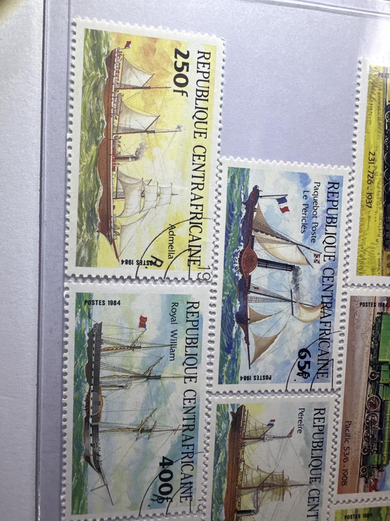 12.6邮票专场 中非1984年火车、轮船发展史10全