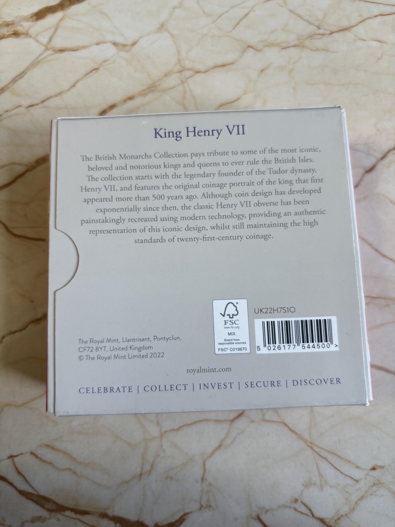 第184期拍卖 英国2022年帝王系列1亨利七世国王1盎司纪念银币，999银，发行1250枚