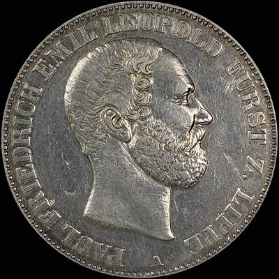 【雨安】【直播拍卖】【世界币章118期-裸币】2025-12-05 周五 19:30 保真 - [裸币德国] Germany 德国 德意志 1泰勒 Lippe-Detmold利珀 Thun.213 KM#0267 (1860-1866) 1860年