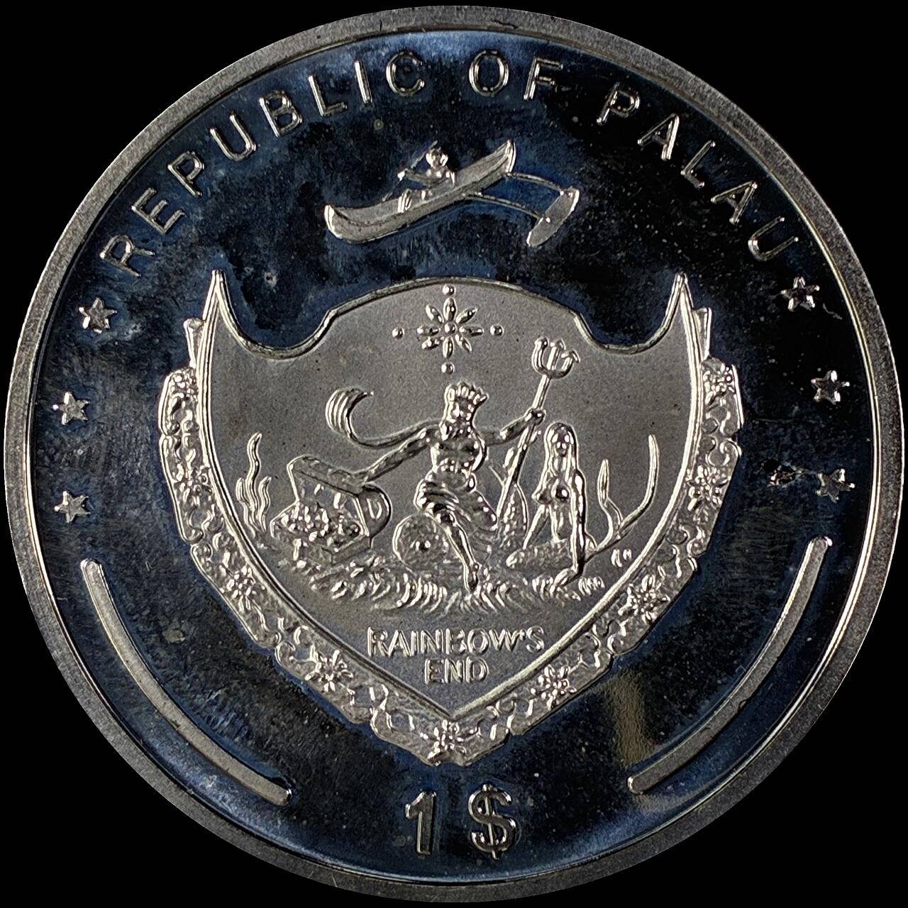 【雨安】【直播拍卖】【世界币章118期-裸币】2025-12-05 周五 19:30 保真 [现代裸币] Palau 帕劳 1元 2009年 保护濒危野生动物