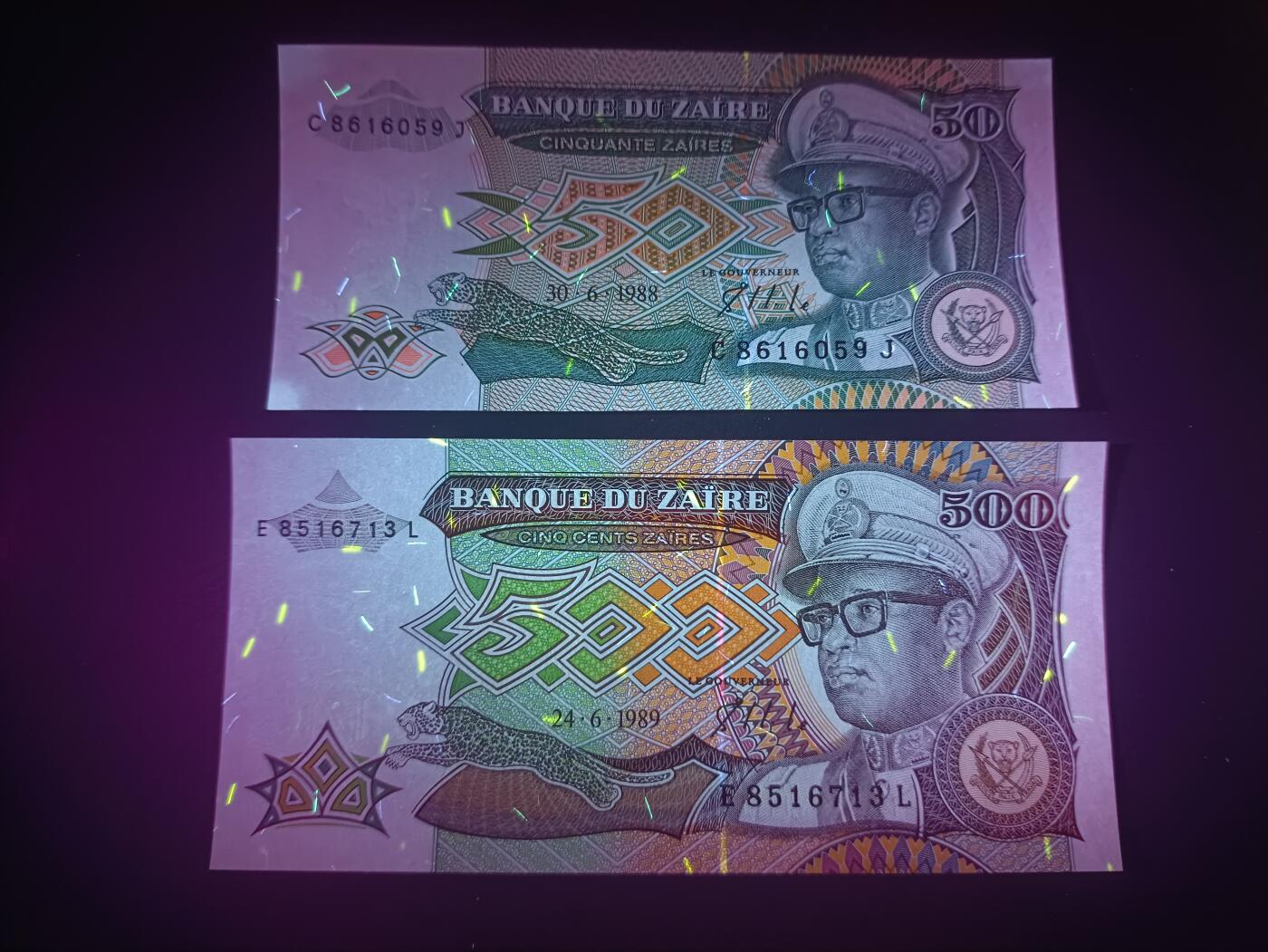 2025十二月第一期，总206期 【夜】扎伊尔（现刚果金）纸币批量两张UNC