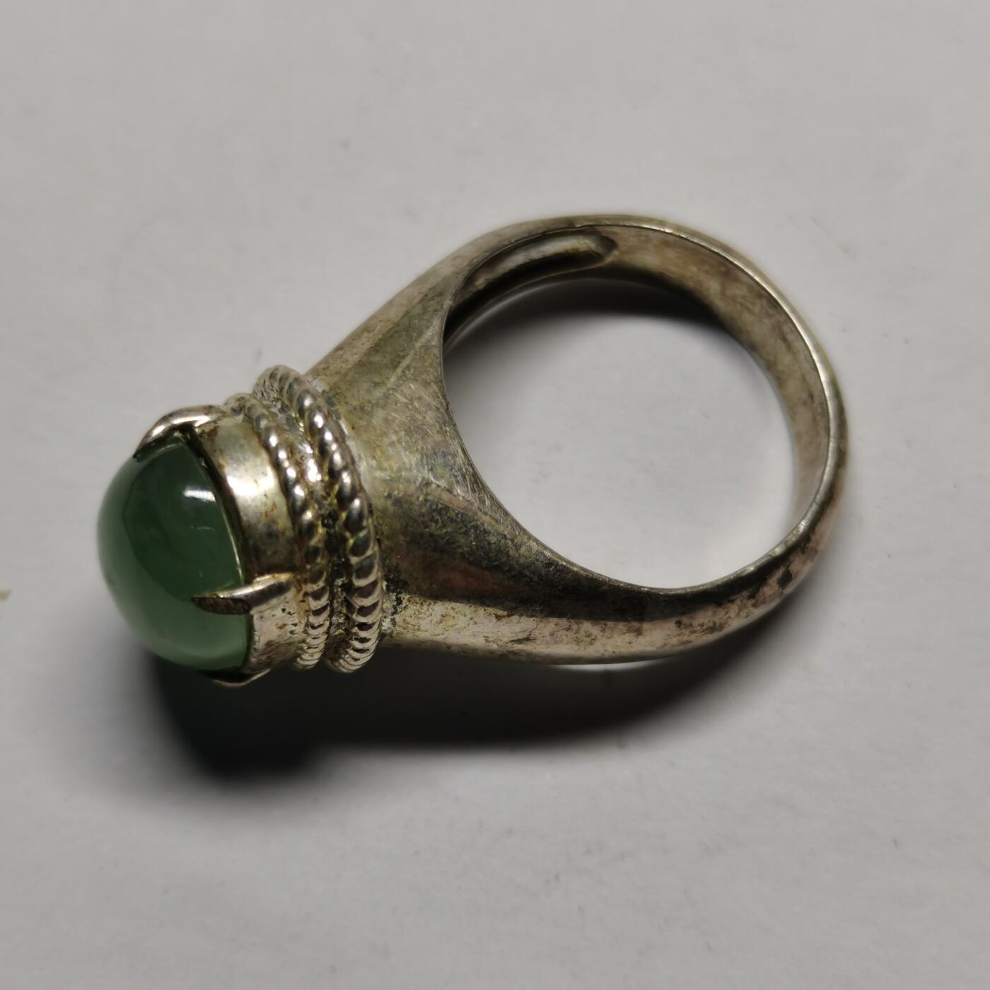 杂件专场86期 银镶翡翠戒指