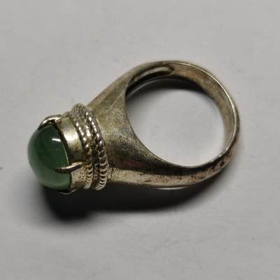 杂件专场86期 - 银镶翡翠戒指