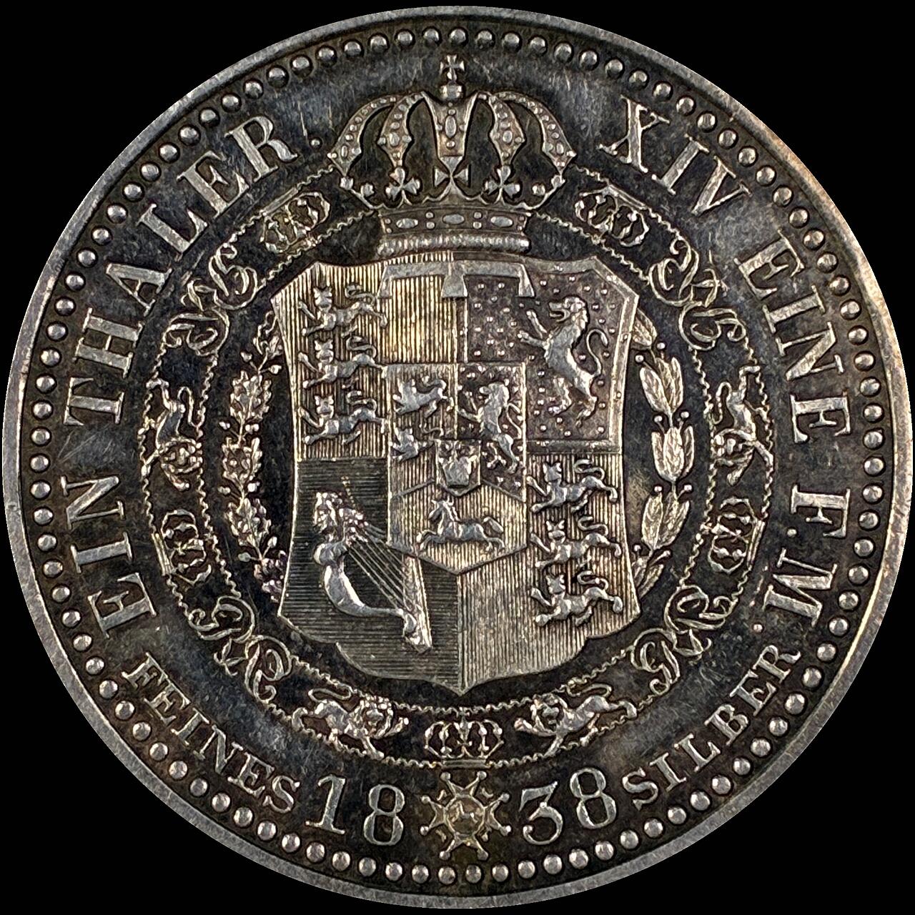 【雨安】【直播拍卖】【世界币章118期-裸币】2025-12-05 周五 19:30 保真 [裸币德国] Germany 德国 德意志 1泰勒 汉诺威 1838年