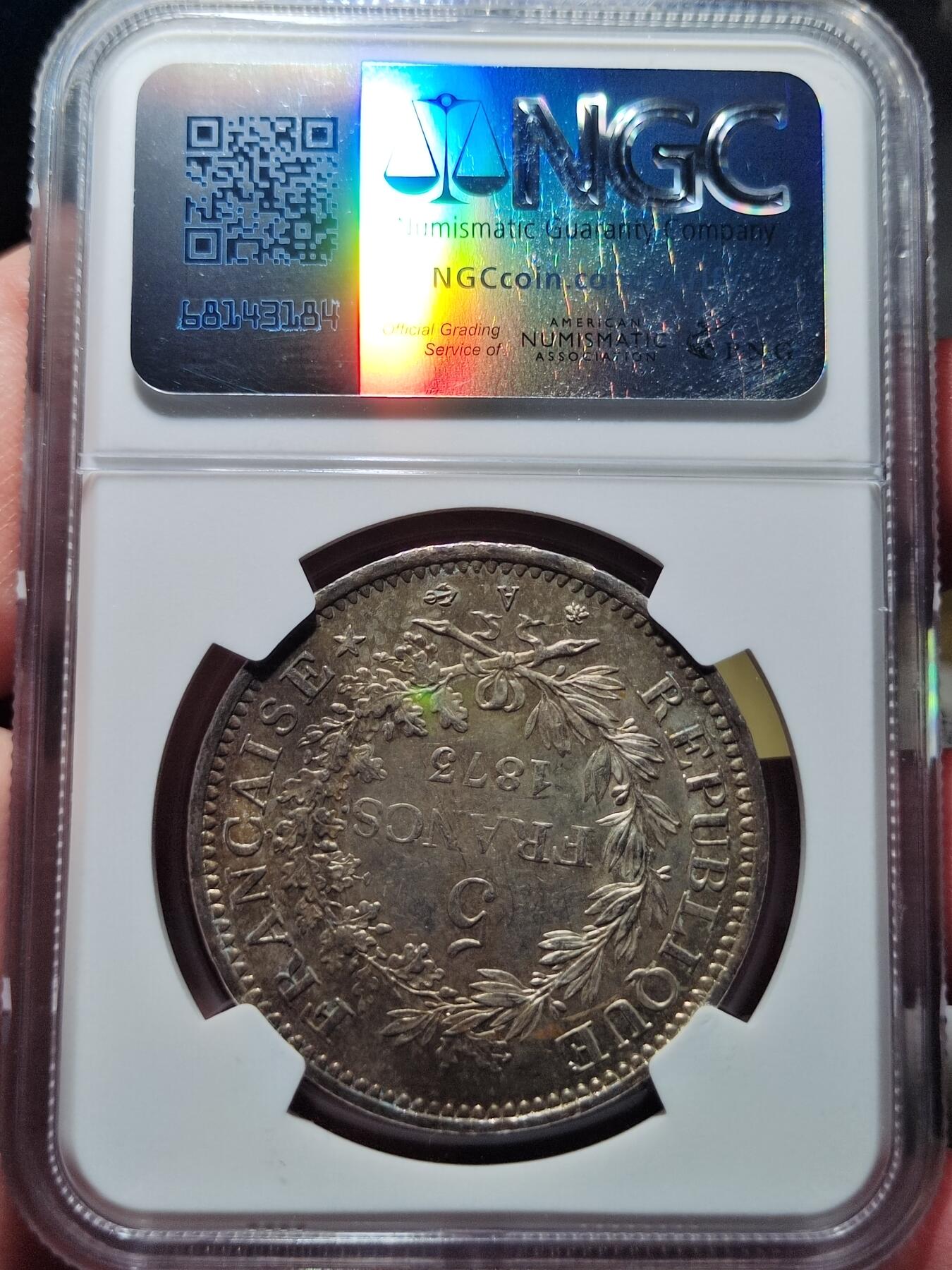 中外钱币第六场 NGC-MS63法国大力神1873年5法郎