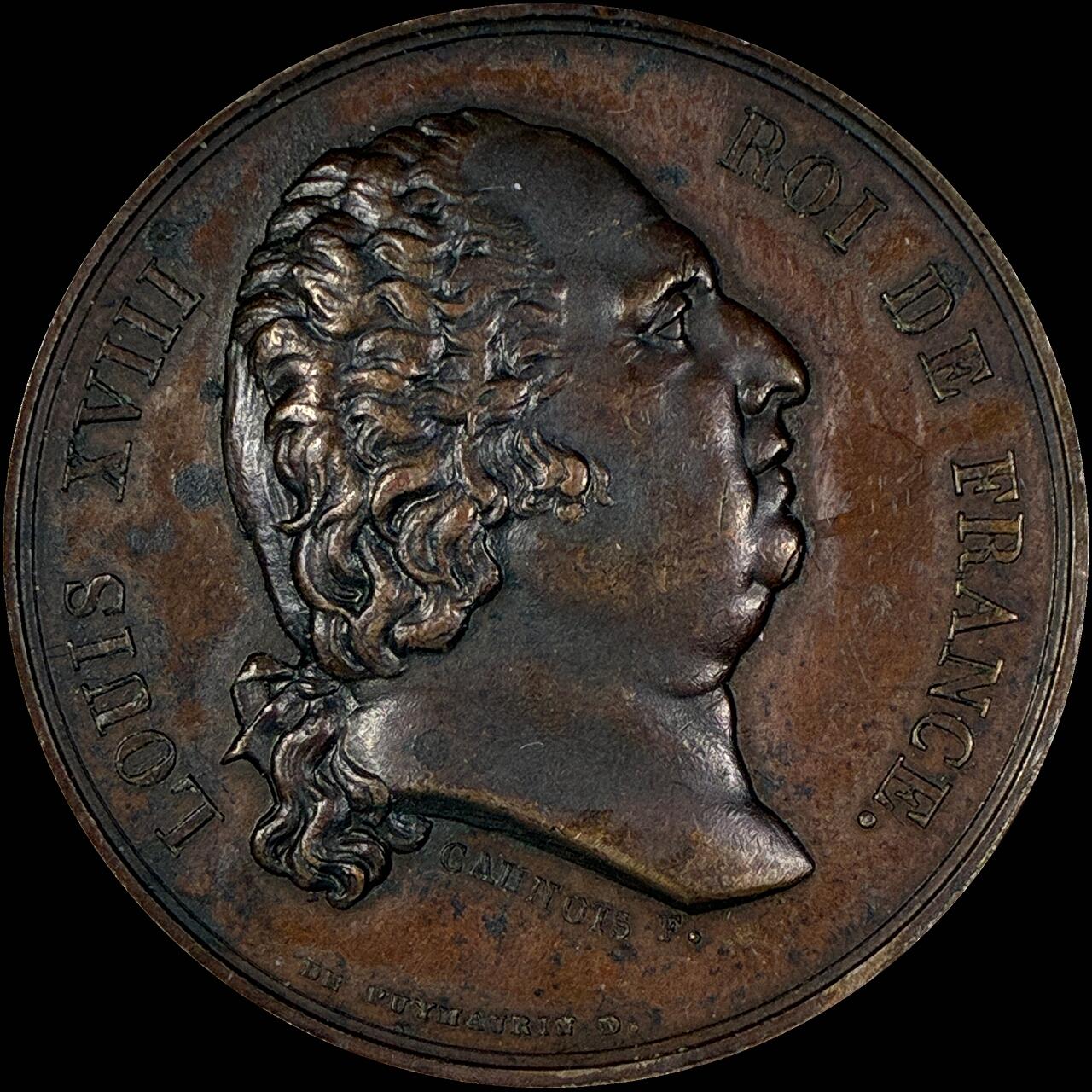 【雨安】【直播拍卖】【世界币章118期-裸币】2025-12-05 周五 19:30 保真 [章] France 章 法国 1824年 路易十八 哭泣哀悼她心爱的人 铜章 36mm