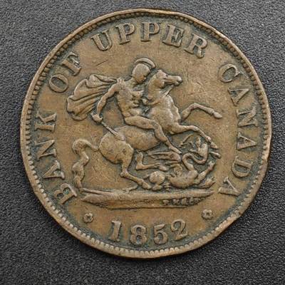 【淘币小摊】实时拍第八百一十八拍   散币小银币场   满百包邮可预留二周 每周一统一发货   - 上加拿大1852年马剑半便士铜币代币