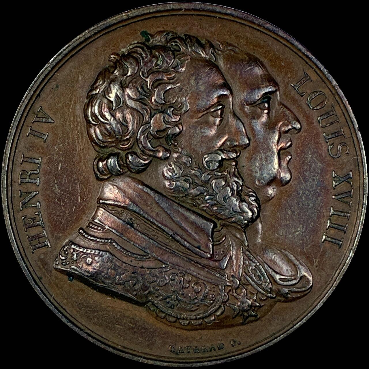 【雨安】【直播拍卖】【世界币章118期-裸币】2025-12-05 周五 19:30 保真 [章] France 章 法国 19世纪 亨利五世和路易十八 铜章 32mm