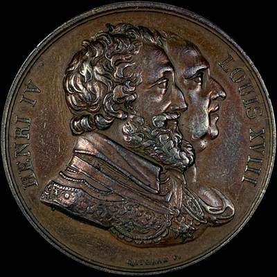 【雨安】【直播拍卖】【世界币章118期-裸币】2025-12-05 周五 19:30 保真 - [章] France 章 法国 19世纪 亨利五世和路易十八 铜章 32mm