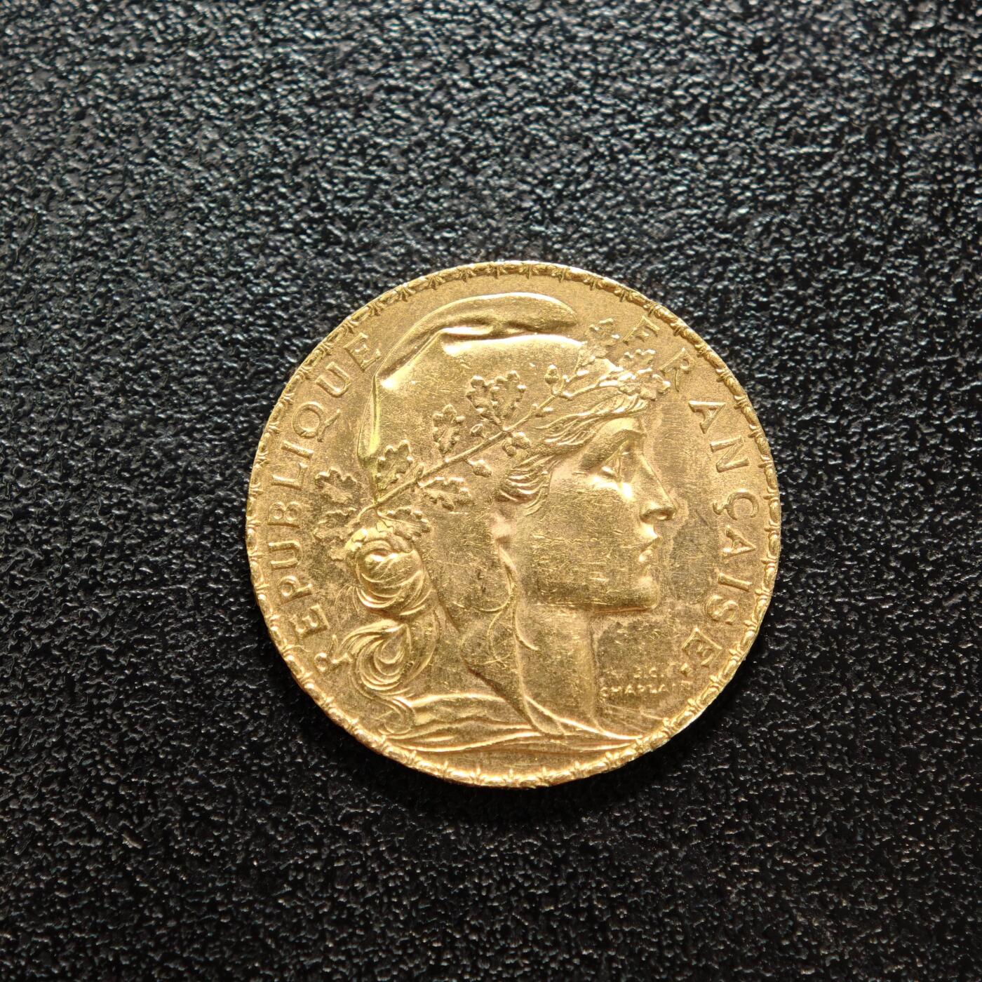 【德藏】世界币章拍卖第156期（拍品征集中~欢迎藏友联系） 1913年 法国第三共和国20法郎金币 900金 原光十足 直径约：21mm；重约：6.5g