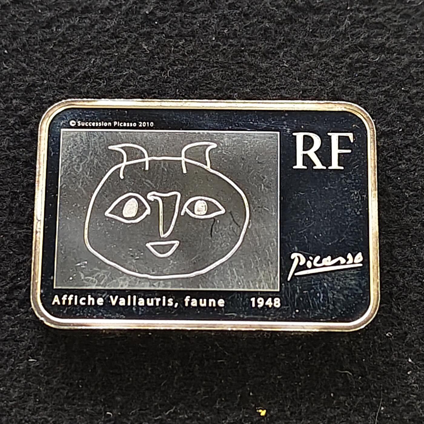 【全场包邮】纯粹捡漏拍483场（免费代拍第20场） 法国2010年10欧元立体主义大师巴勃罗·毕加索彩色长方形精制纪念银币