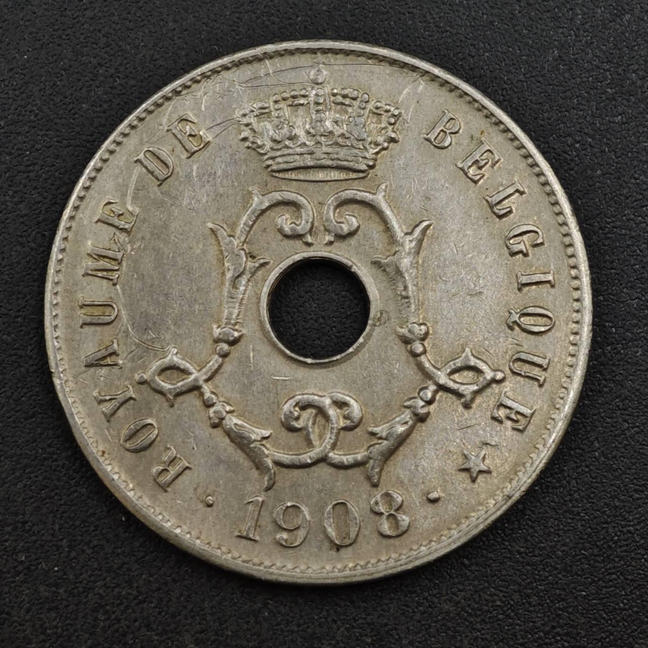 【淘币小摊】实时拍第八百一十八拍   散币小银币场   满百包邮可预留二周 每周一统一发货   比利时1908年25分镍币