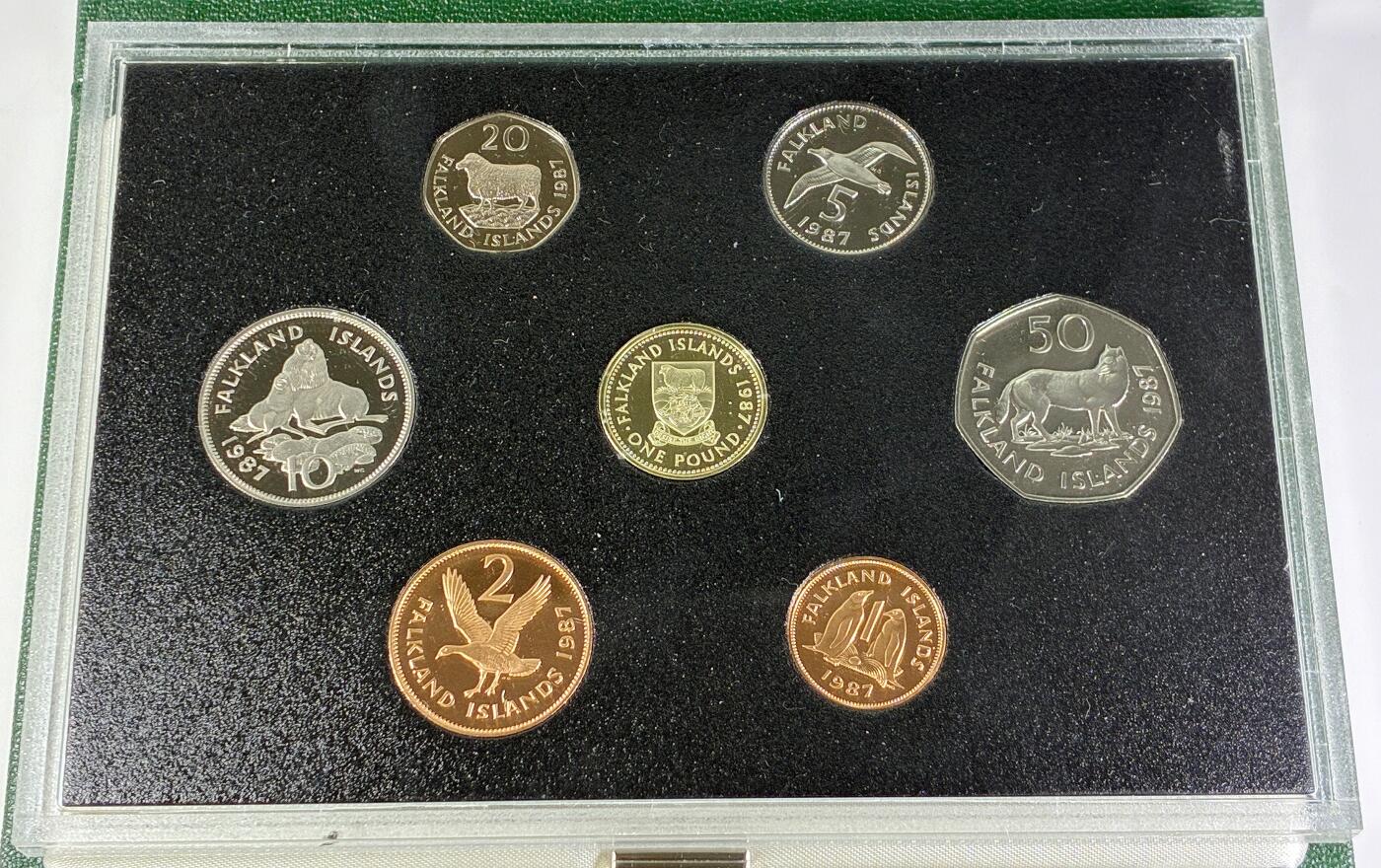 【雨安】【直播拍卖】【世界币章118期-裸币】2025-12-05 周五 19:30 保真 [现代套币] Falkland 福克兰群岛 套币 精制套币 1987年