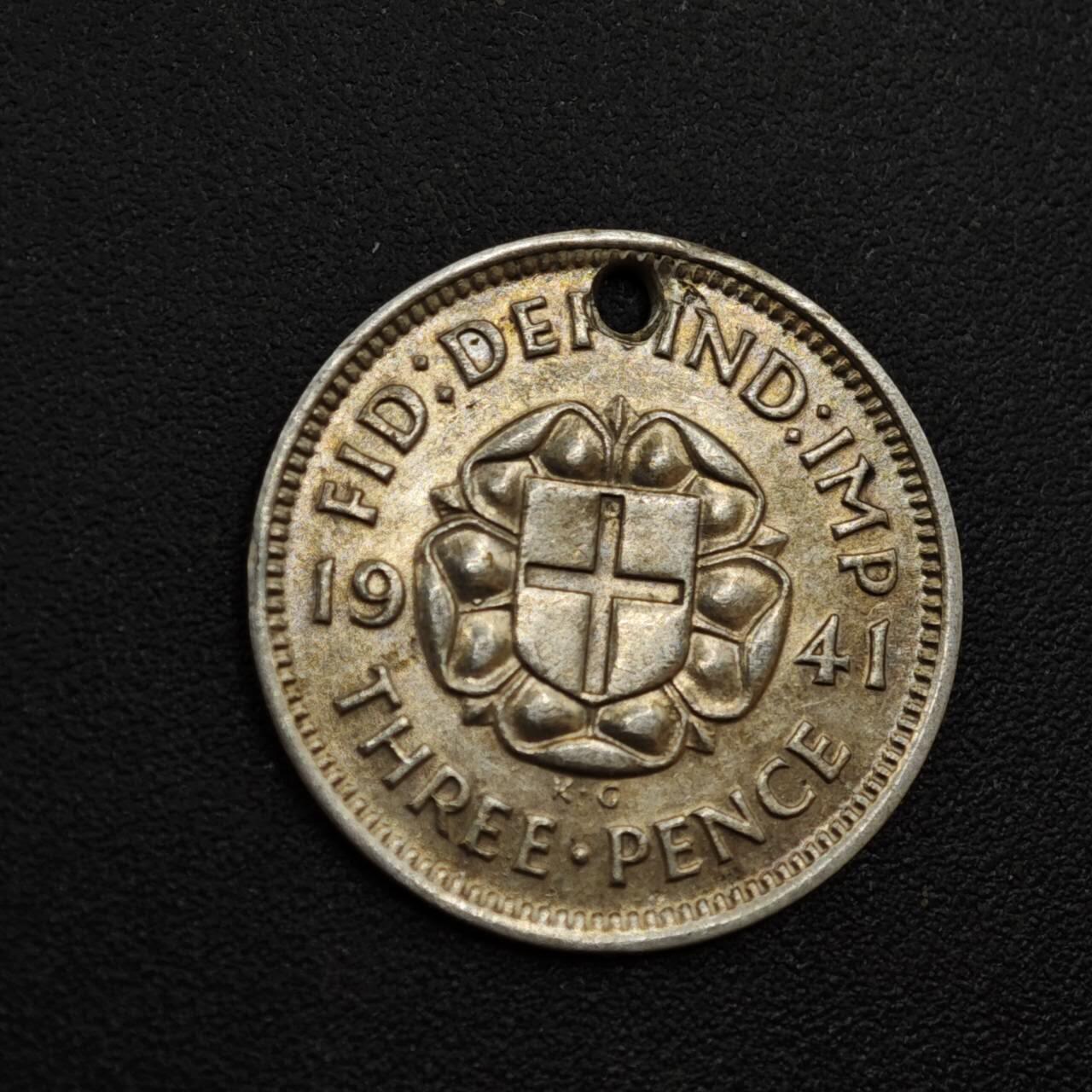 【淘币小摊】实时拍第八百一十八拍   散币小银币场   满百包邮可预留二周 每周一统一发货   英国1941年乔治六世3便士银币