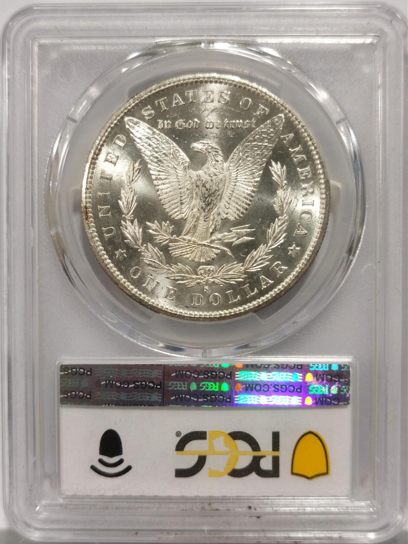 博洋堂世界钱币拍卖第150期（全场包邮） PCGS MS65+ 美国1880年S版摩根大银币，无敌转光