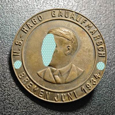 【德藏】世界币章拍卖第156期（拍品征集中~欢迎藏友联系） - 1934年 德国民族社会主义工人党党首像章纪念铜章 直径约：38.1mm；重约：18.5g（原图请联系客服）