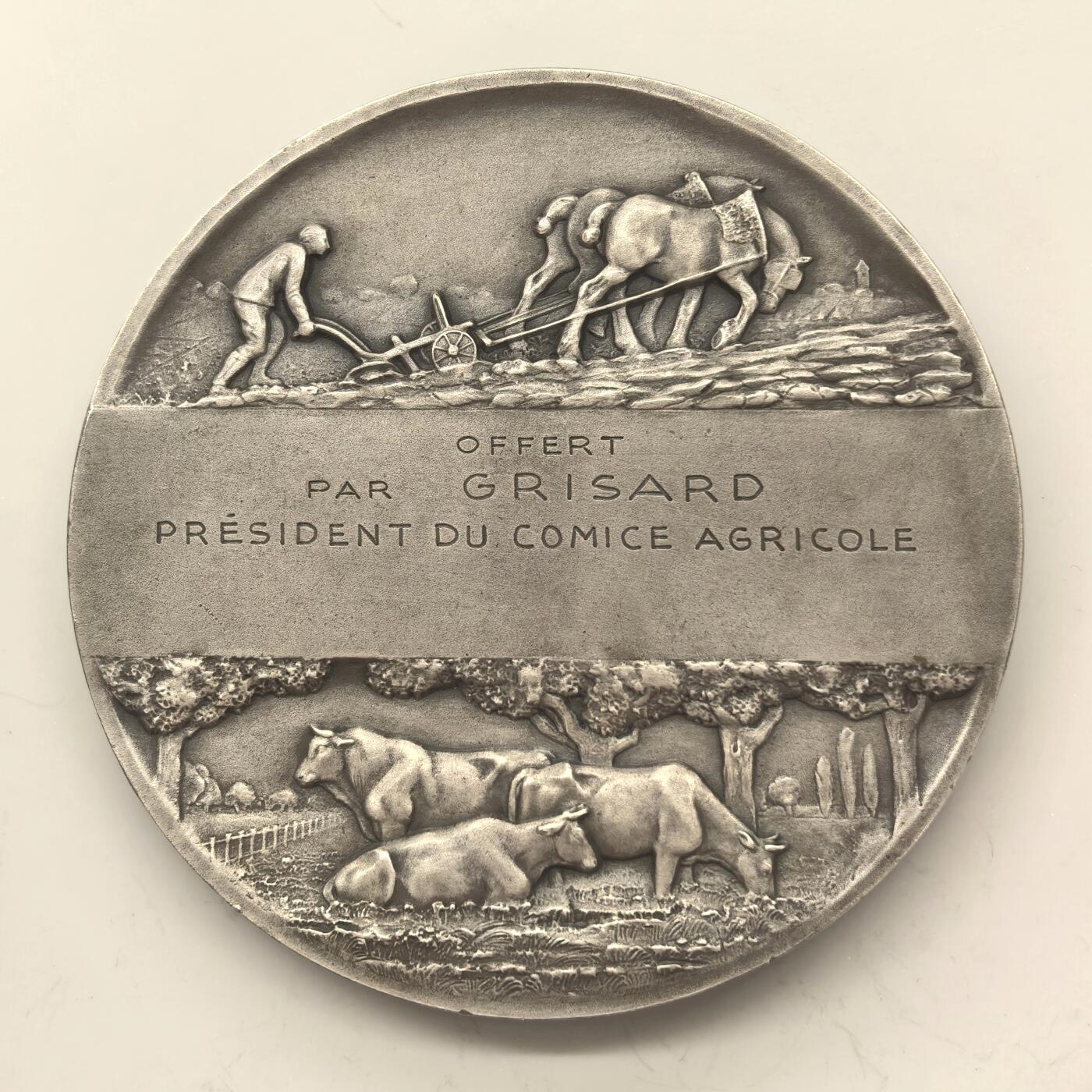 博洋堂世界钱币拍卖第150期（全场包邮） 法国 原铸原盒 铜镀银 农业协会章 经典模奈 养育着大地