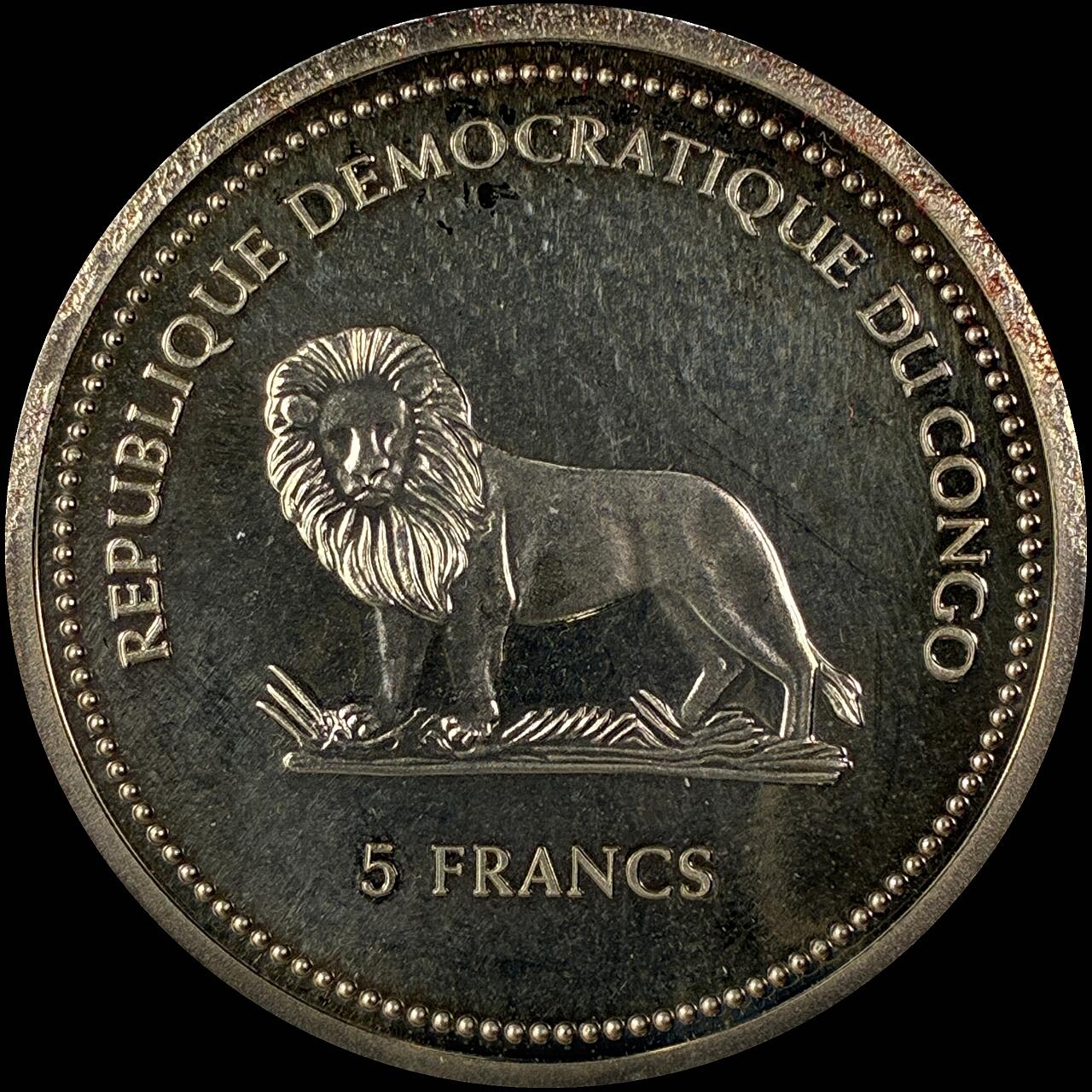 【雨安】【直播拍卖】【世界币章118期-裸币】2025-12-05 周五 19:30 保真 [现代裸币] Congo 刚果 5法郎 2005年 保护野生动物