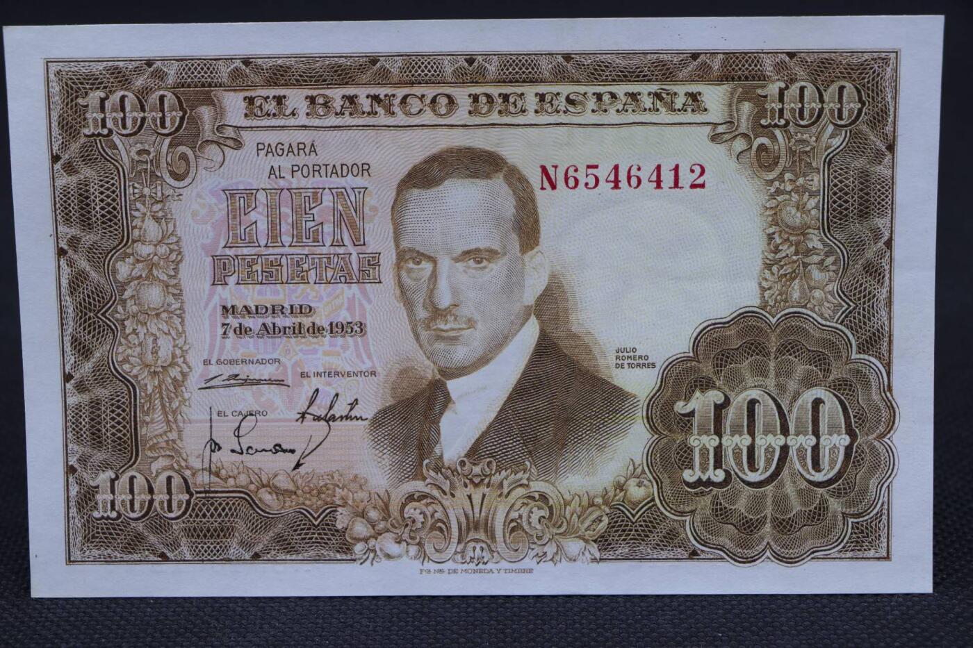 【淘币小摊】限时拍第八百二十一拍  纸币场  满百包邮可预留两周  周一统一发货   西班牙1953年100比赛塔纸币