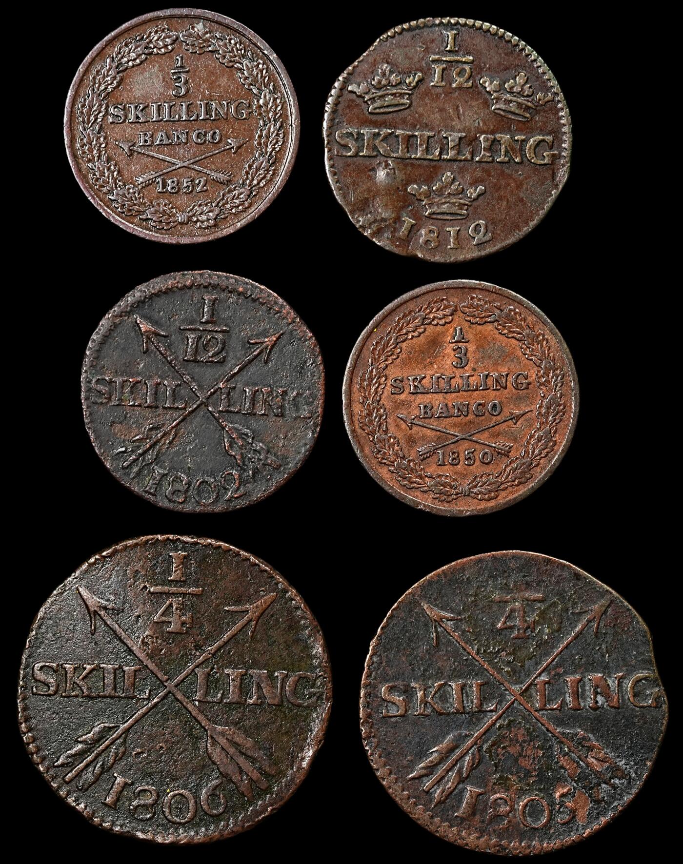 修遠堂世界钱币第九十六期 瑞典旧铜币6枚
