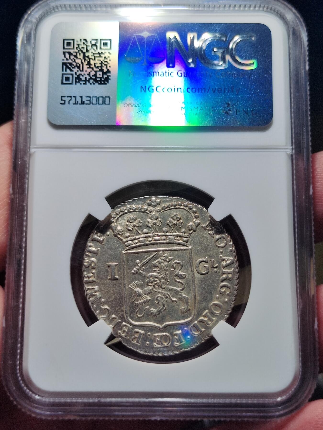 中外钱币第六场 NGC-MS63 荷兰1794年弗里斯兰1盾