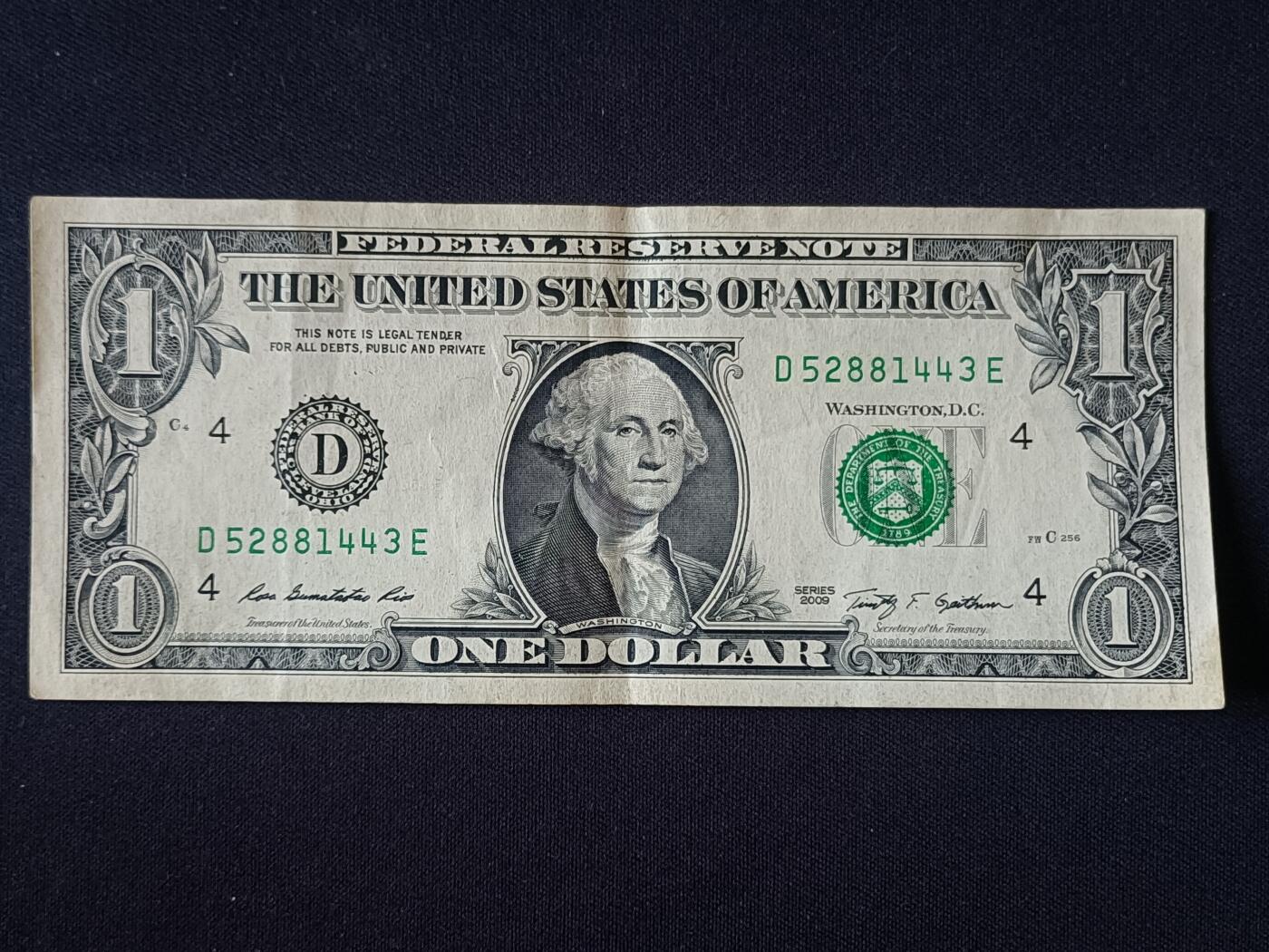 【游宝拍卖】乙巳蛇年92期 第四季首拍场  美国-1美元【SERIES-2009 D4克利夫兰 流通好品VF】