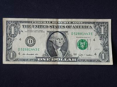 【游宝拍卖】乙巳蛇年92期 第四季首拍场  - 美国-1美元【SERIES-2009 D4克利夫兰 流通好品VF】