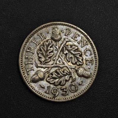 【淘币小摊】实时拍第八百一十八拍   散币小银币场   满百包邮可预留二周 每周一统一发货   - 英国1930年乔治五世3便士银币