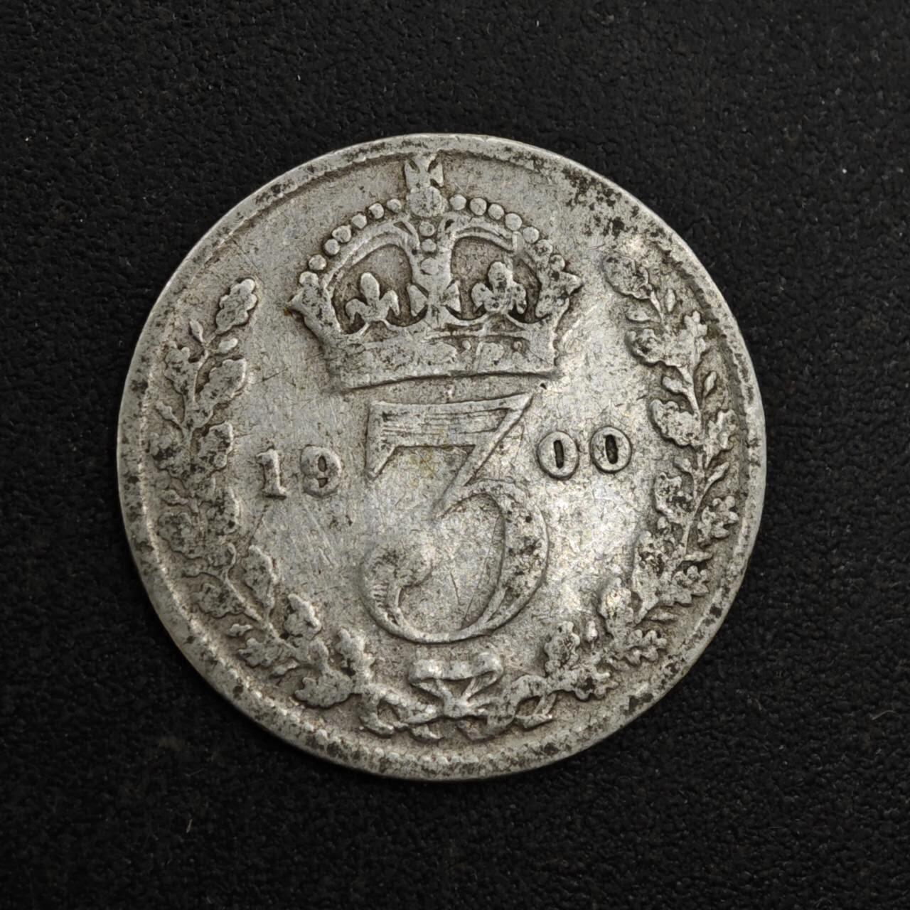 【淘币小摊】实时拍第八百一十八拍   散币小银币场   满百包邮可预留二周 每周一统一发货   英国1900年维多利亚3便士银币