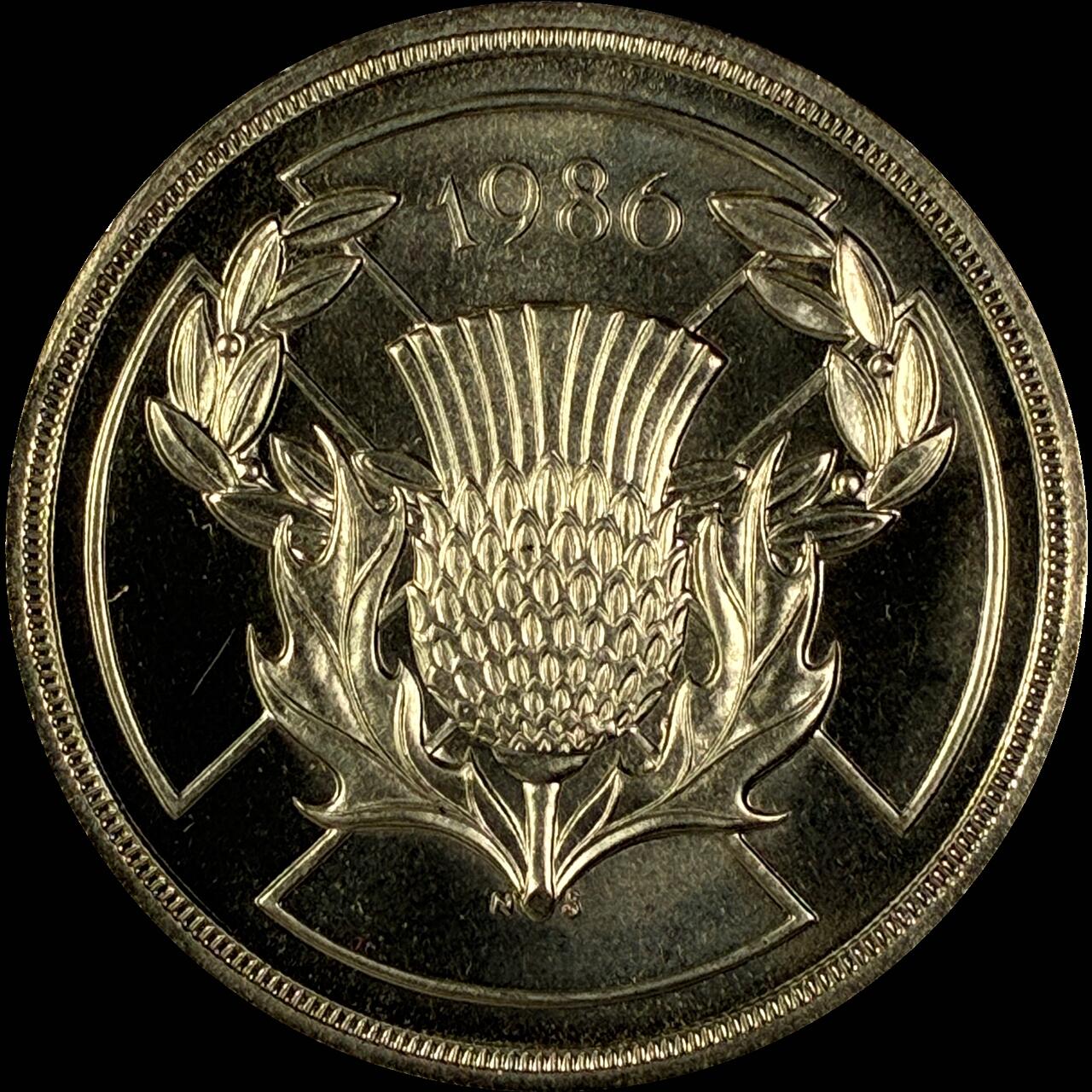 【雨安】【直播拍卖】【世界币章118期-裸币】2025-12-05 周五 19:30 保真 [现代裸币] Great Britain 英国 2镑 1986年