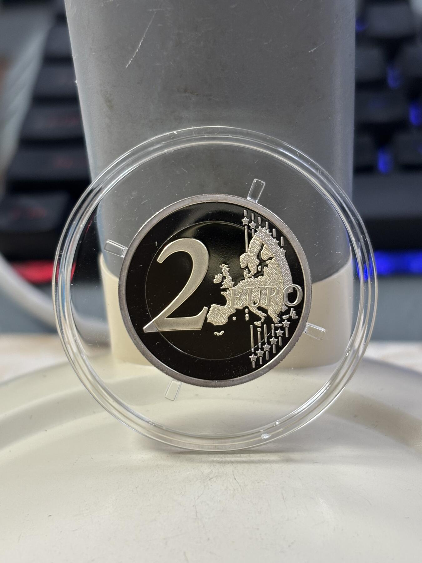 第184期拍卖 法国2015年欧盟旗帜30周年2欧精制双金属纪念币，发行10000枚