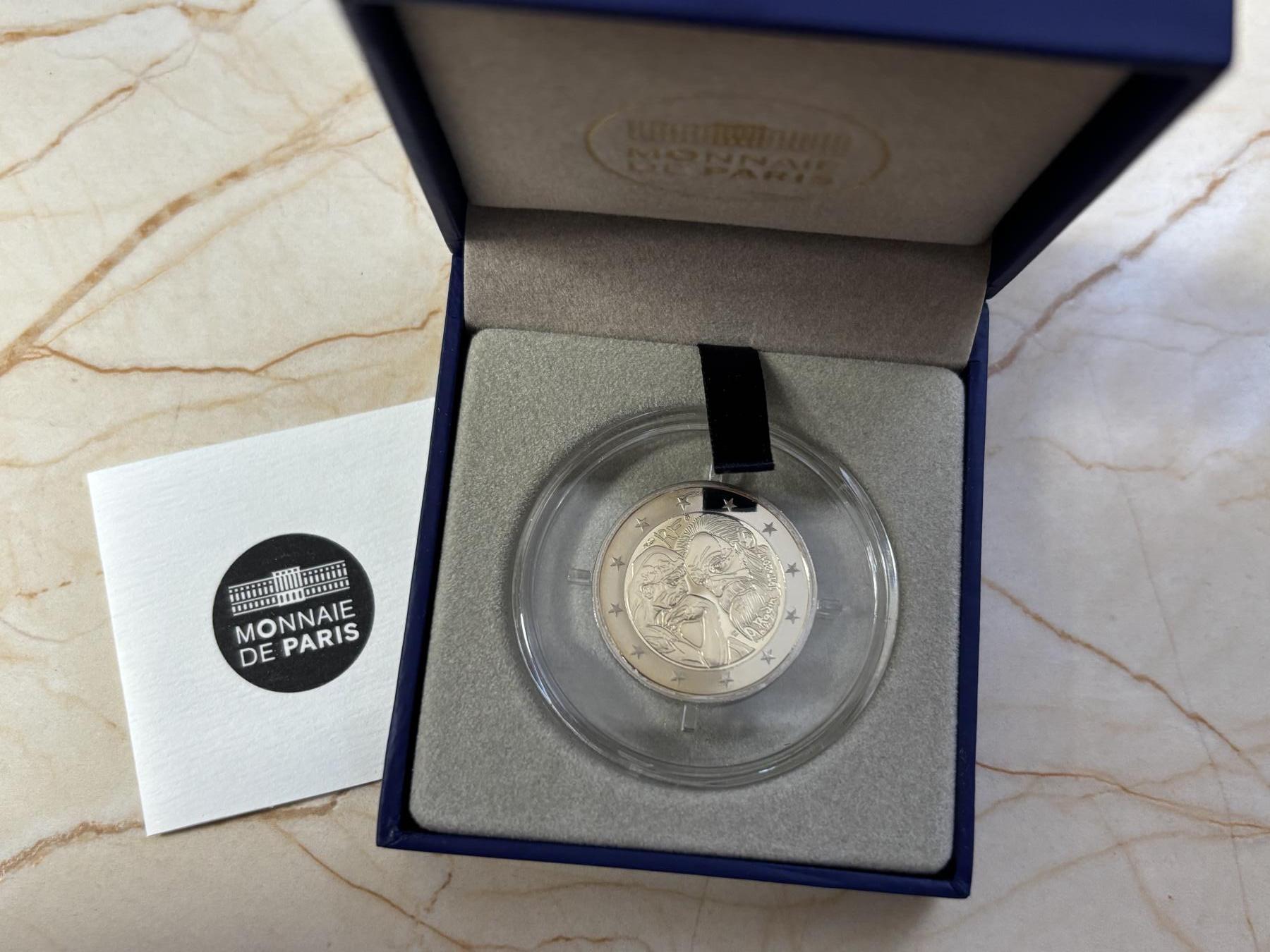 第184期拍卖 法国2017年雕塑家罗丹逝世2欧元精制双金属纪念币，发行10000枚