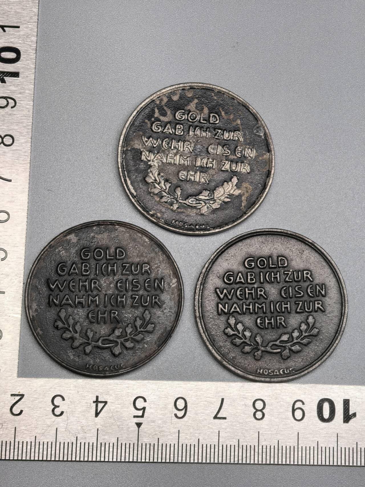 小驴勋章奖章收藏12月06日周六晚六点拍卖（珍爱和平，收藏战争，铭记历史，勿忘国耻，忠党爱国。有偿代拍，送拍规则在简介最后，参拍须阅读规则后再参拍，关系到运费包装发货时效真假辨别等关键信息，拍卖时不再发原图，看大图店主微信码在拍卖店铺介绍里） 一战德国1916年普鲁士献铁奖章3枚