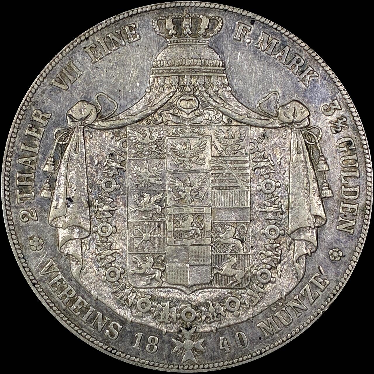 【雨安】【直播拍卖】【世界币章118期-裸币】2025-12-05 周五 19:30 保真 [裸币德国] Germany 德国 德意志 2泰勒 Prussia普鲁士 Thun.252 KM#0425 腓特烈·威廉三世 1840年