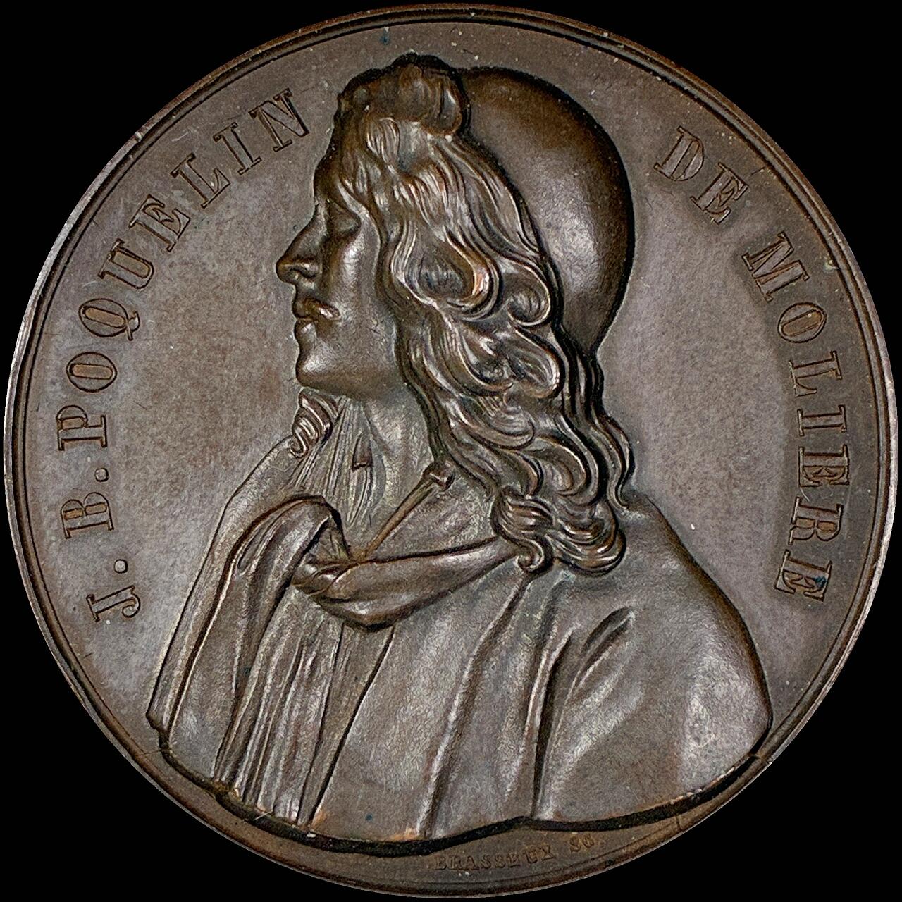 【雨安】【直播拍卖】【世界币章118期-裸币】2025-12-05 周五 19:30 保真 [章] France 章 法国 19世纪 法国最伟大的戏曲作家 莫里哀 铜章 40mm