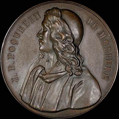 【雨安】【直播拍卖】【世界币章118期-裸币】2025-12-05 周五 19:30 保真 - [章] France 章 法国 19世纪 法国最伟大的戏曲作家 莫里哀 铜章 40mm