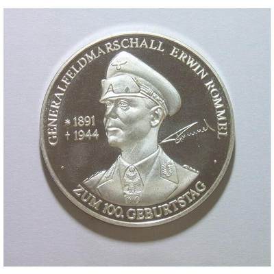 德国沙漠之狐隆美尔 半履带装甲车+金字塔高浮雕精制镀银章 40MM - 德国沙漠之狐隆美尔 半履带装甲车+金字塔高浮雕精制镀银章 40MM