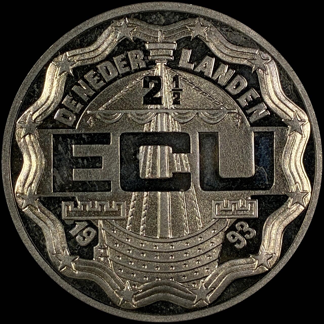 【雨安】【直播拍卖】【世界币章118期-裸币】2025-12-05 周五 19:30 保真 [现代裸币] Netherlands 荷兰 现代 2.5埃居 1993年