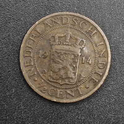 【淘币小摊】实时拍第八百一十八拍   散币小银币场   满百包邮可预留二周 每周一统一发货   - 荷属东印度1914年1/2分铜币