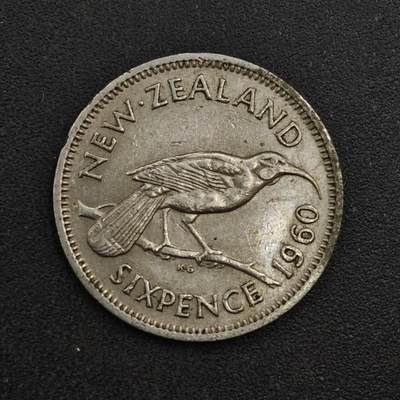 【淘币小摊】实时拍第八百一十八拍   散币小银币场   满百包邮可预留二周 每周一统一发货   - 新西兰1960年6便士镍币