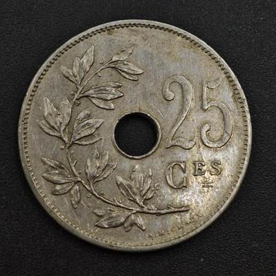 【淘币小摊】实时拍第八百一十八拍   散币小银币场   满百包邮可预留二周 每周一统一发货   - 比利时1908年25分镍币