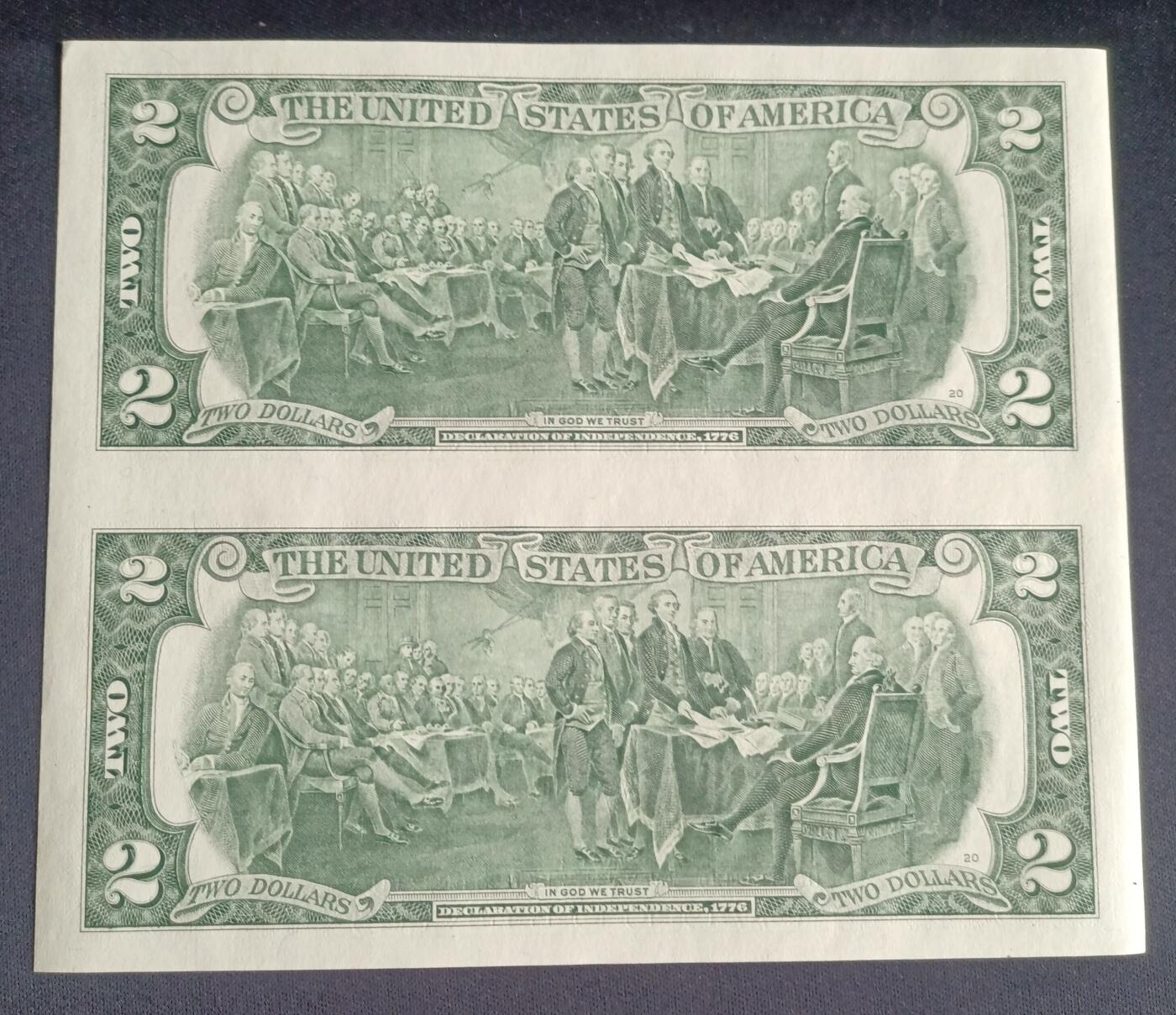 【游宝拍卖】乙巳蛇年92期 第四季首拍场  美国-2美元连体钞【二连体 SERIES-2009 全新UNC】