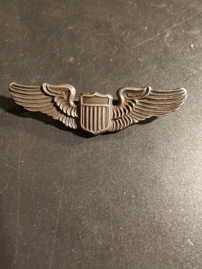 老王徽章第168期 - 美国二战陆军航空兵飞行员技能章     925银    二战时期横针版